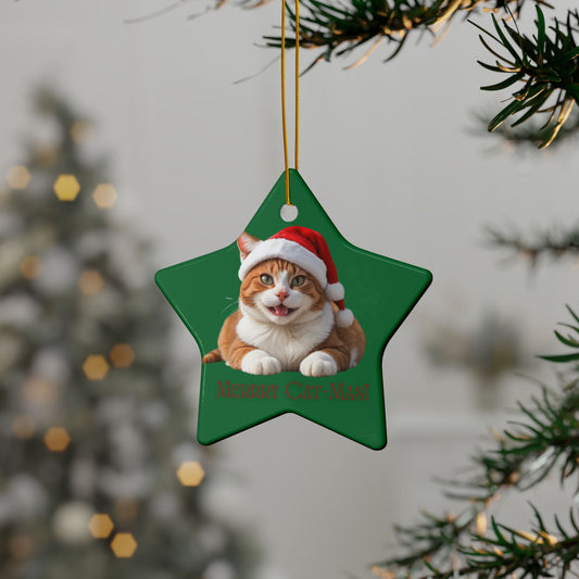 Christmas Cat Ceramic Ornaments