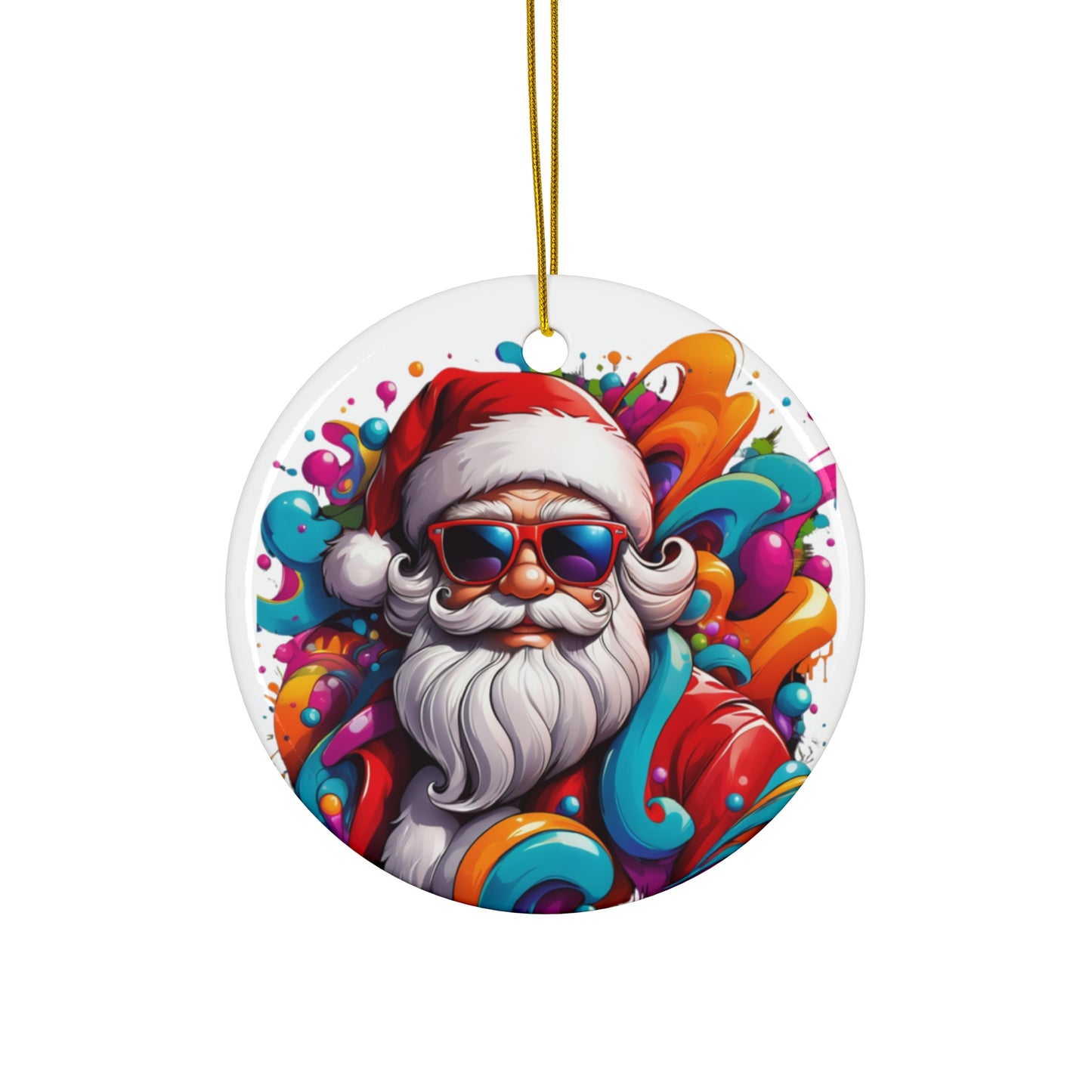 Funky Santa Ceramic Ornament