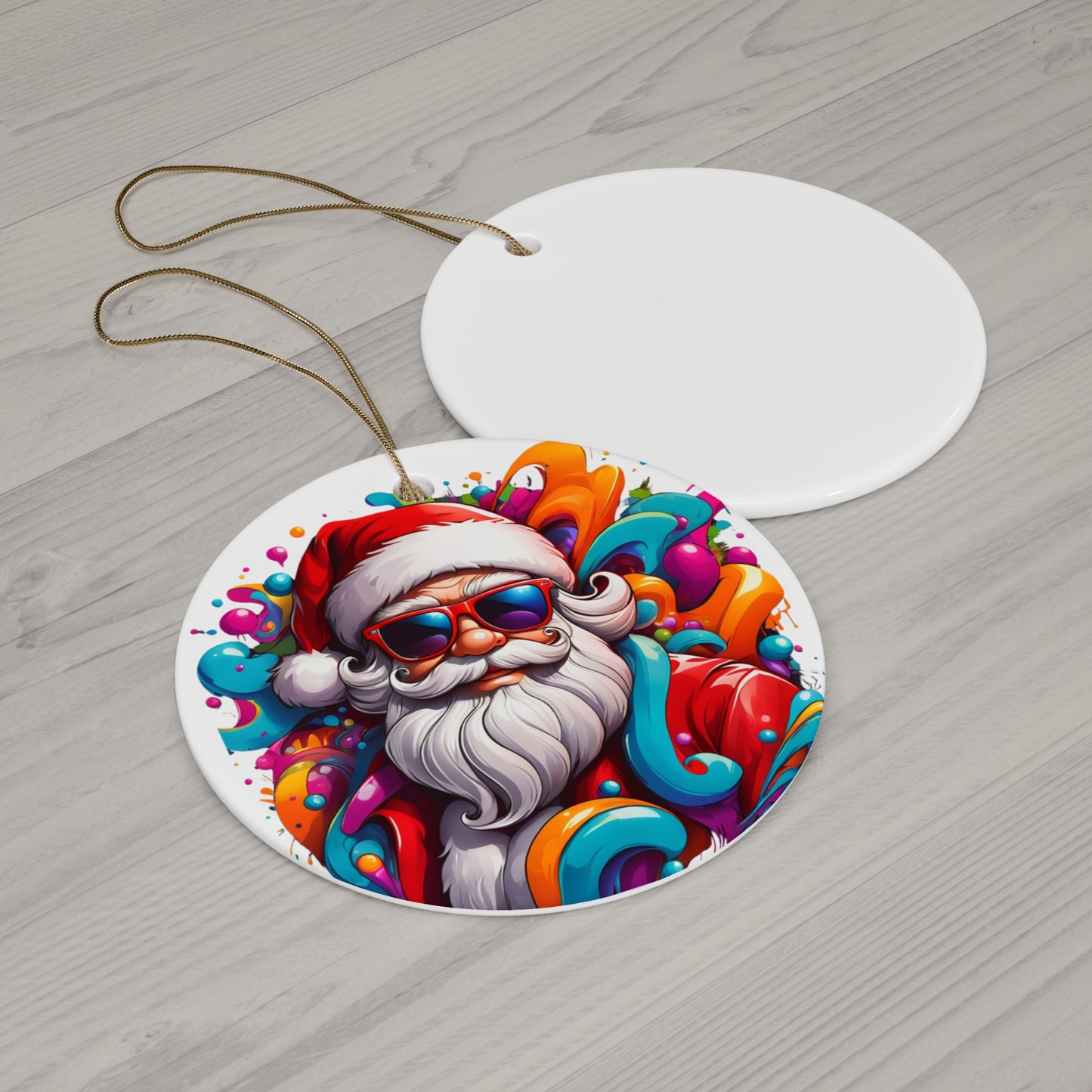 Funky Santa Ceramic Ornament