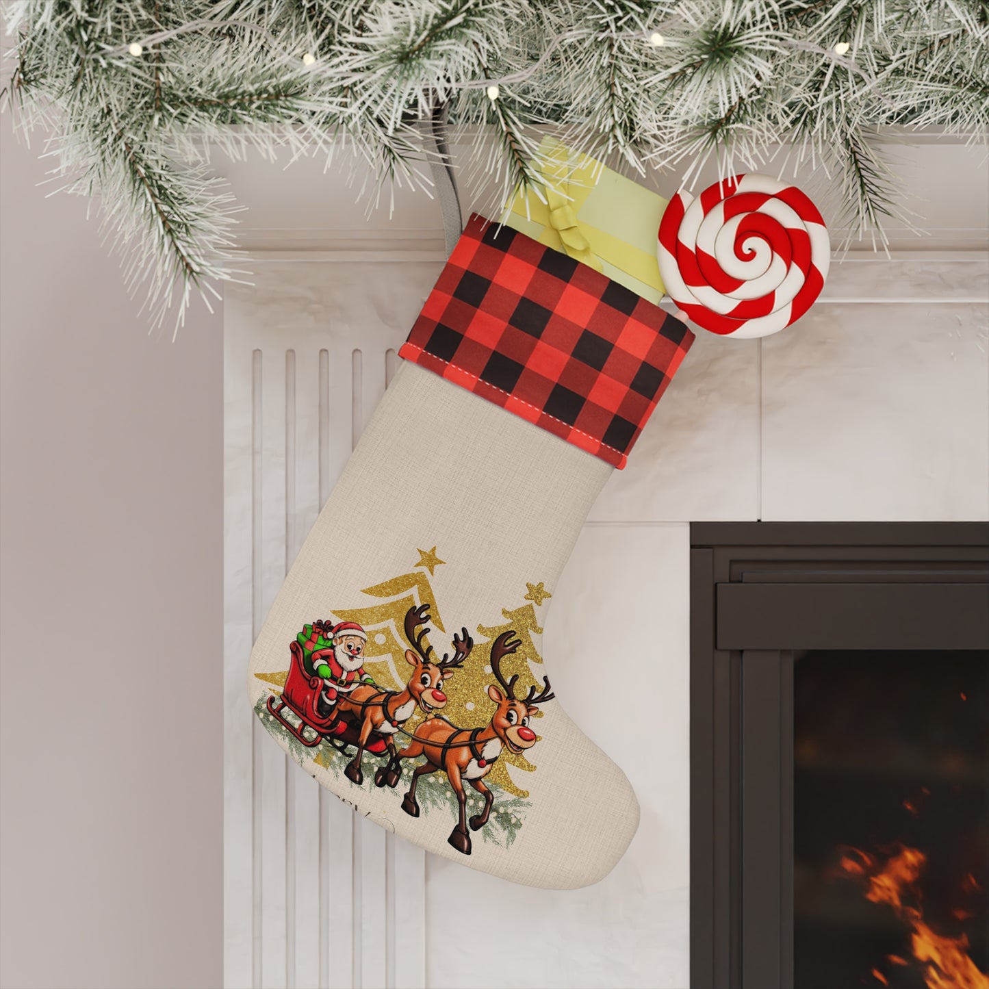 Santa's Sleigh Christmas Stocking