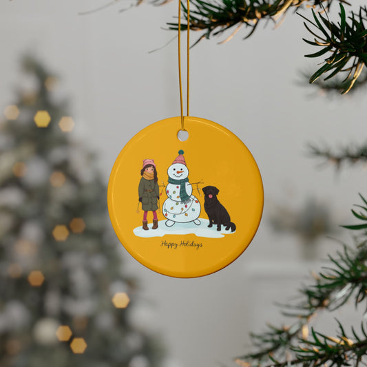 Ceramic Ornament-Dog & A Little Girl