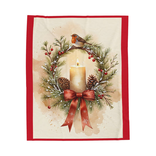 Christmas Bird Velveteen Plush Blanket