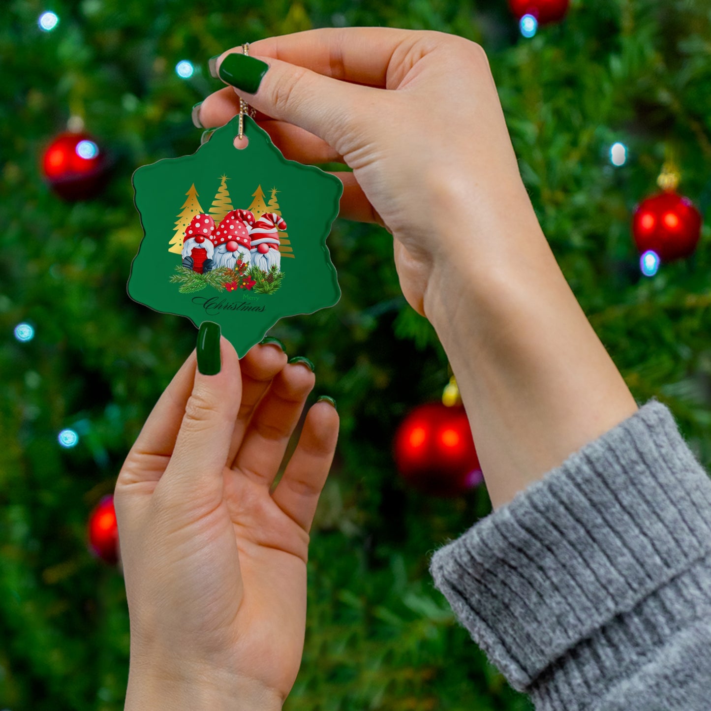 Christmas Elves Ceramic Ornament