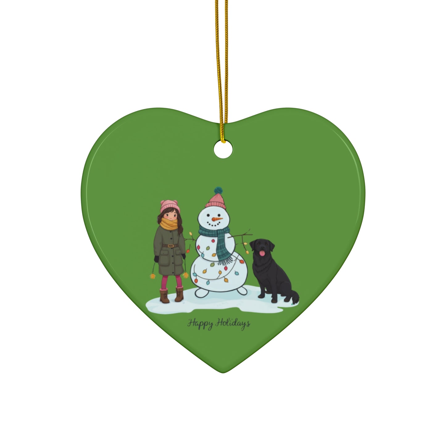 Christmas Ceramic Ornament- Dog & Little Girl Design