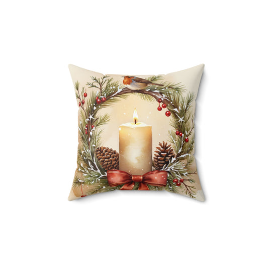 Christmas Bird Square Pillow