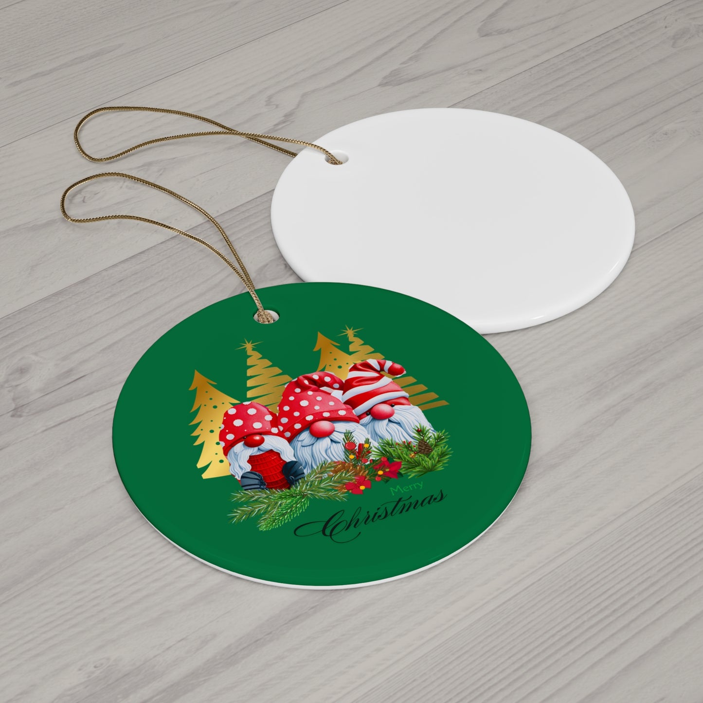 Christmas Elves Ceramic Ornament