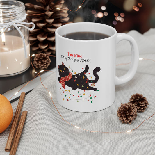 Cat in Christmas Light Mug