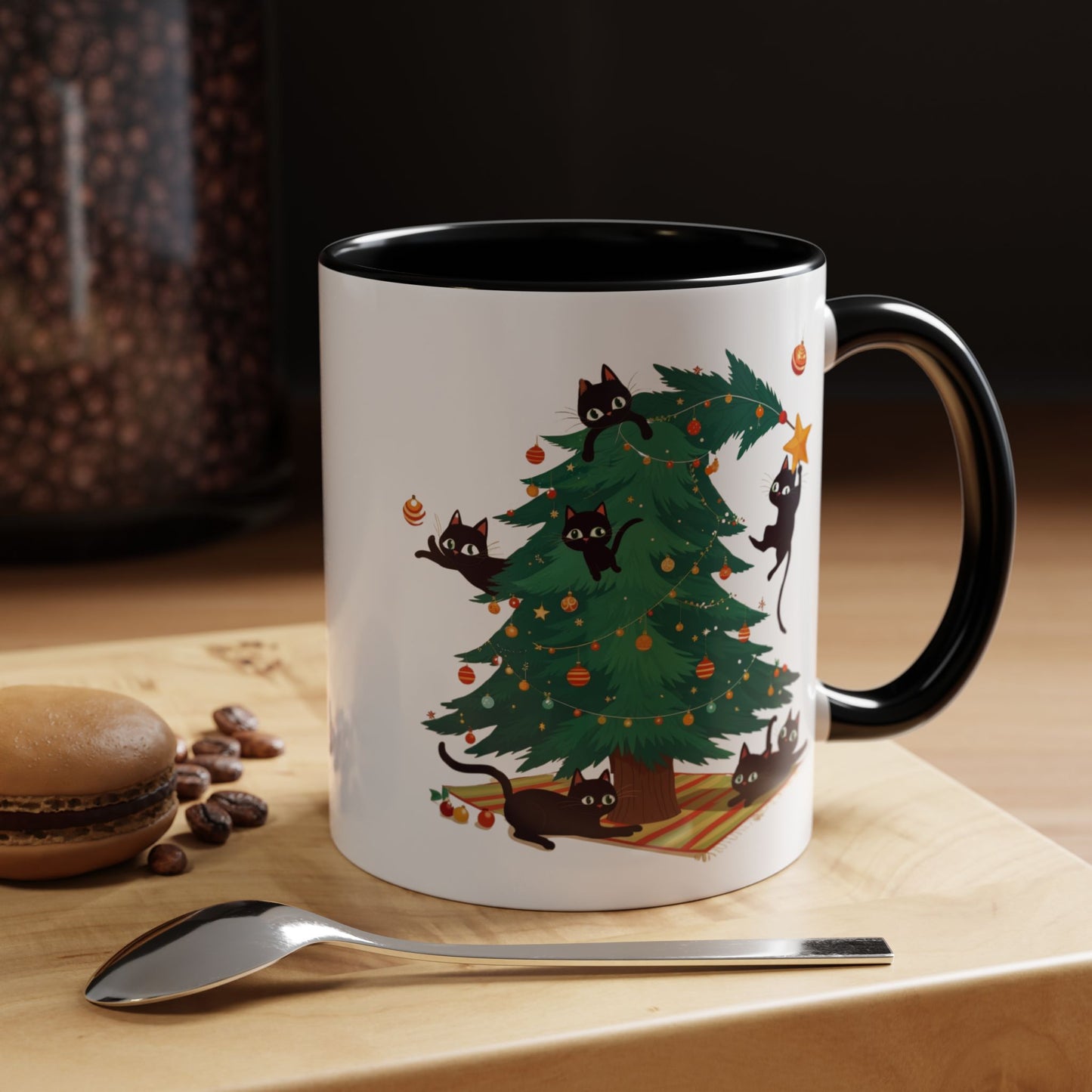 Christmas Cat Accent Mug