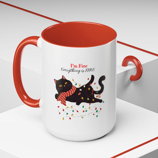 Cat in Christmas Light Accent Mug